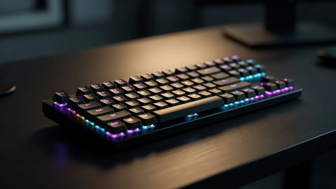 Játékos billentyűzet RGB háttérvilágítással közelről